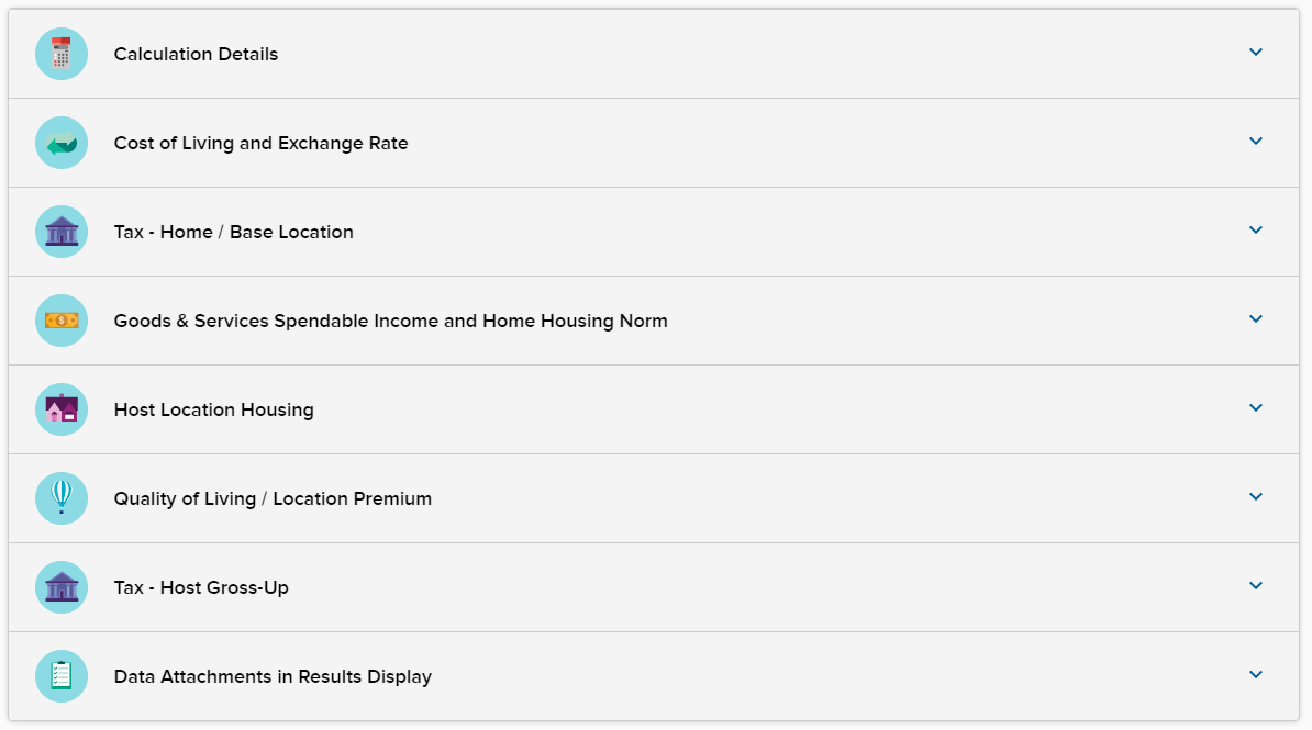 Calculation input screen of Mercer's Balance Sheet Calculator.
