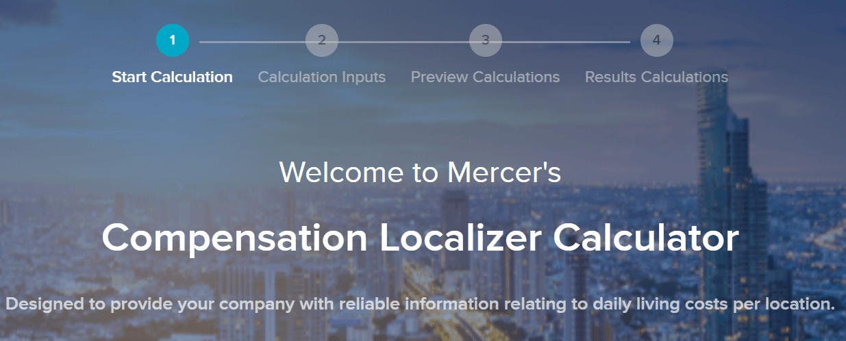 Screenshot of welcome screen of Compensation Localizer