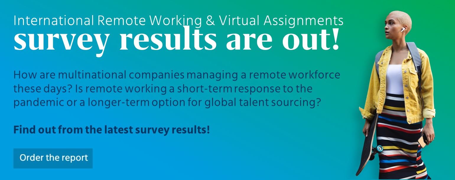 Promotional banner image for Mercer's 2021 International Remote Working and Virtual Assignments Survey