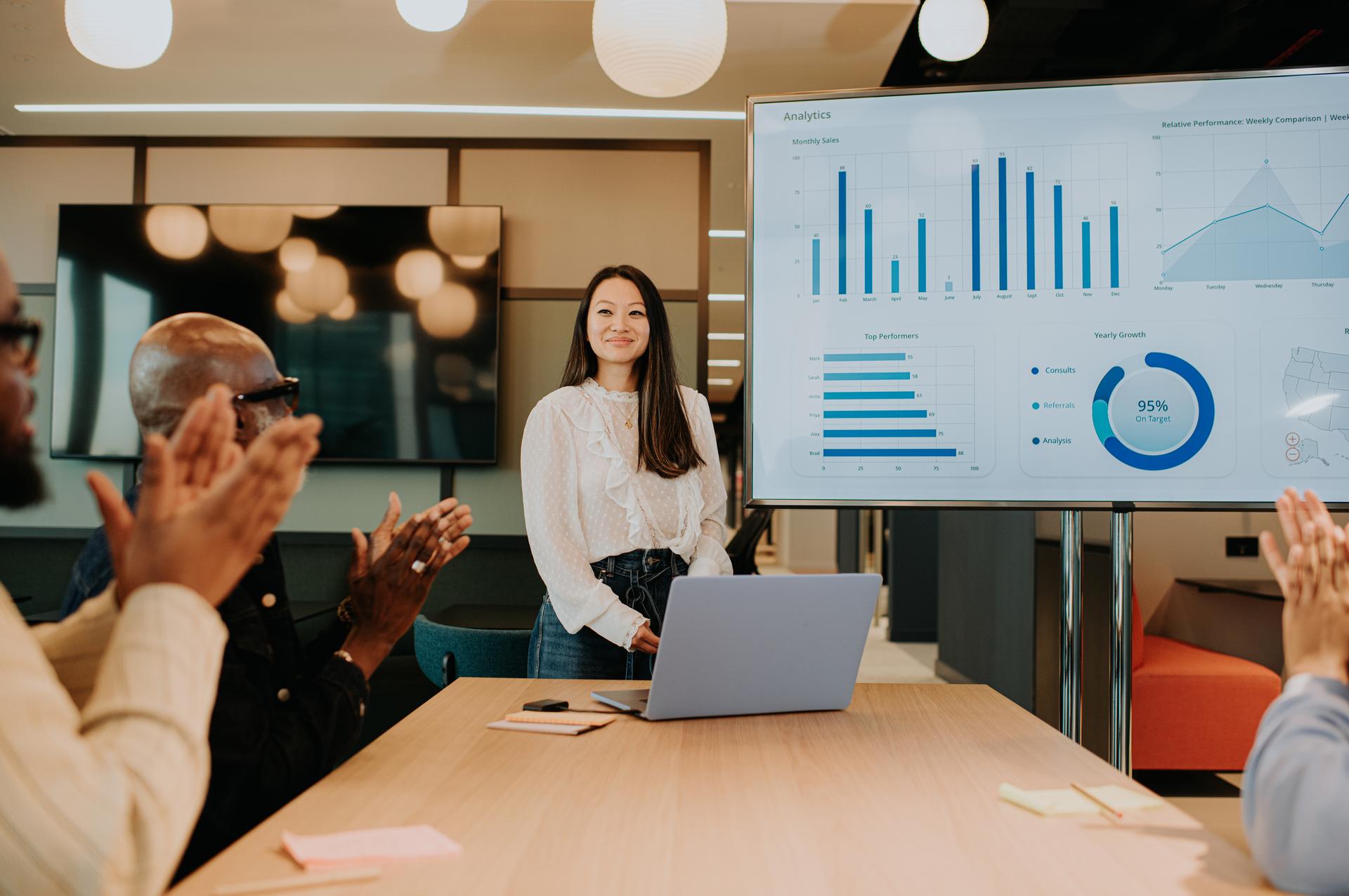 Stock photo of woman giving a business presentation